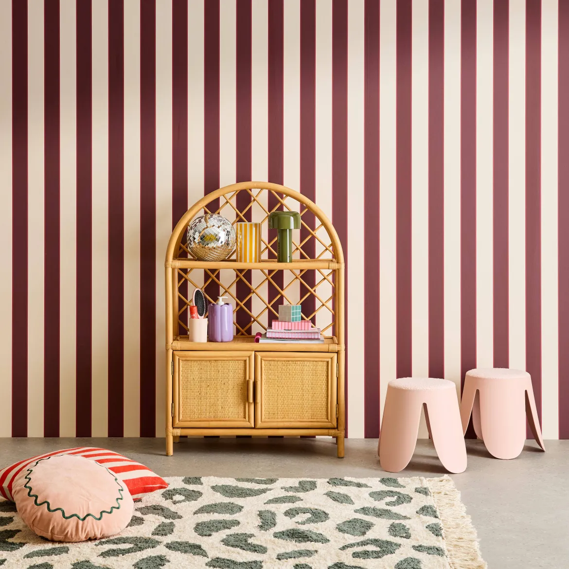 Libreria per bambini esotica in rattan naturale