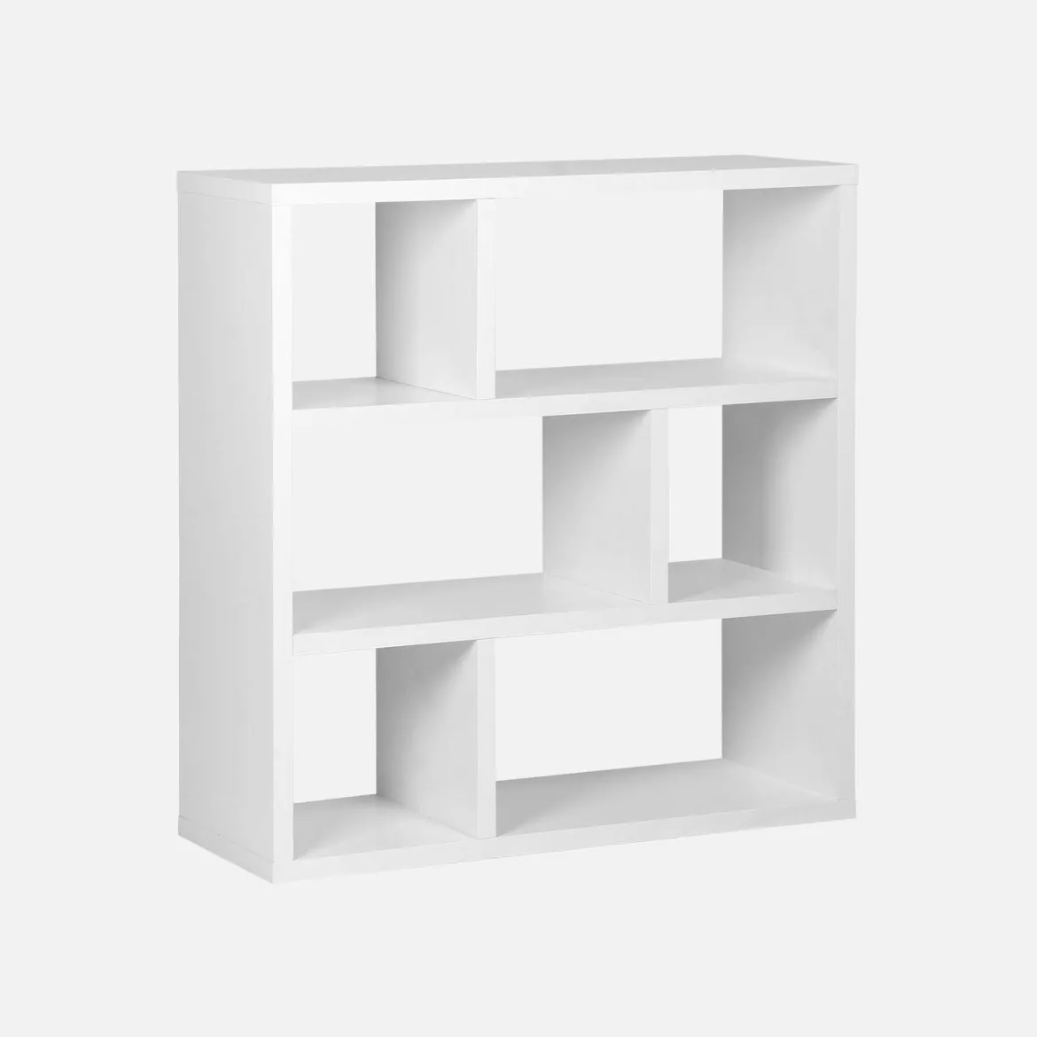 Libreria asimmetrica a 3 livelli con 6 vani