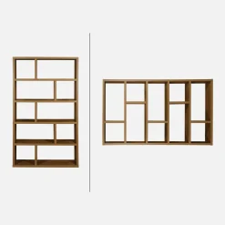 Libreria asimmetrica a 5 livelli con 10 scomparti