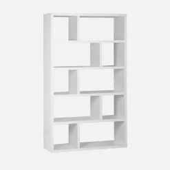 Libreria asimmetrica a 5 livelli con 10 scomparti