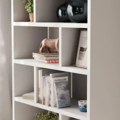 Libreria asimmetrica a 5 livelli con 10 scomparti
