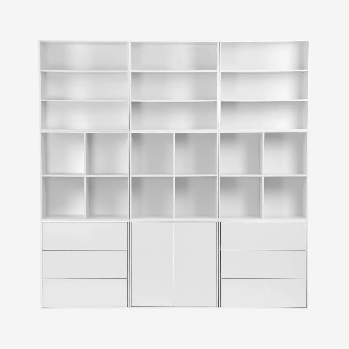Libreria in legno a 3 ripiani, 2 mensole