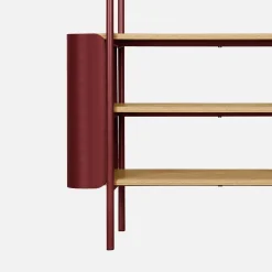 Libreria in metallo curvato e legno a 6 livelli