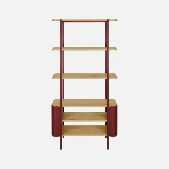 Libreria in metallo curvato e legno a 6 livelli