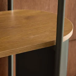 Libreria in metallo curvato e legno a 5 livelli