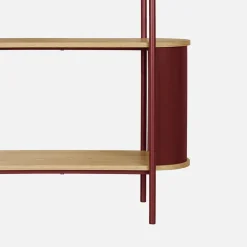 Libreria in metallo curvato e legno a 5 livelli
