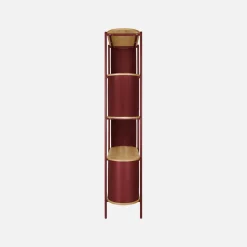 Libreria in metallo curvato e legno a 5 livelli
