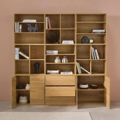 Libreria modulabile decorazione legno 9 elementi