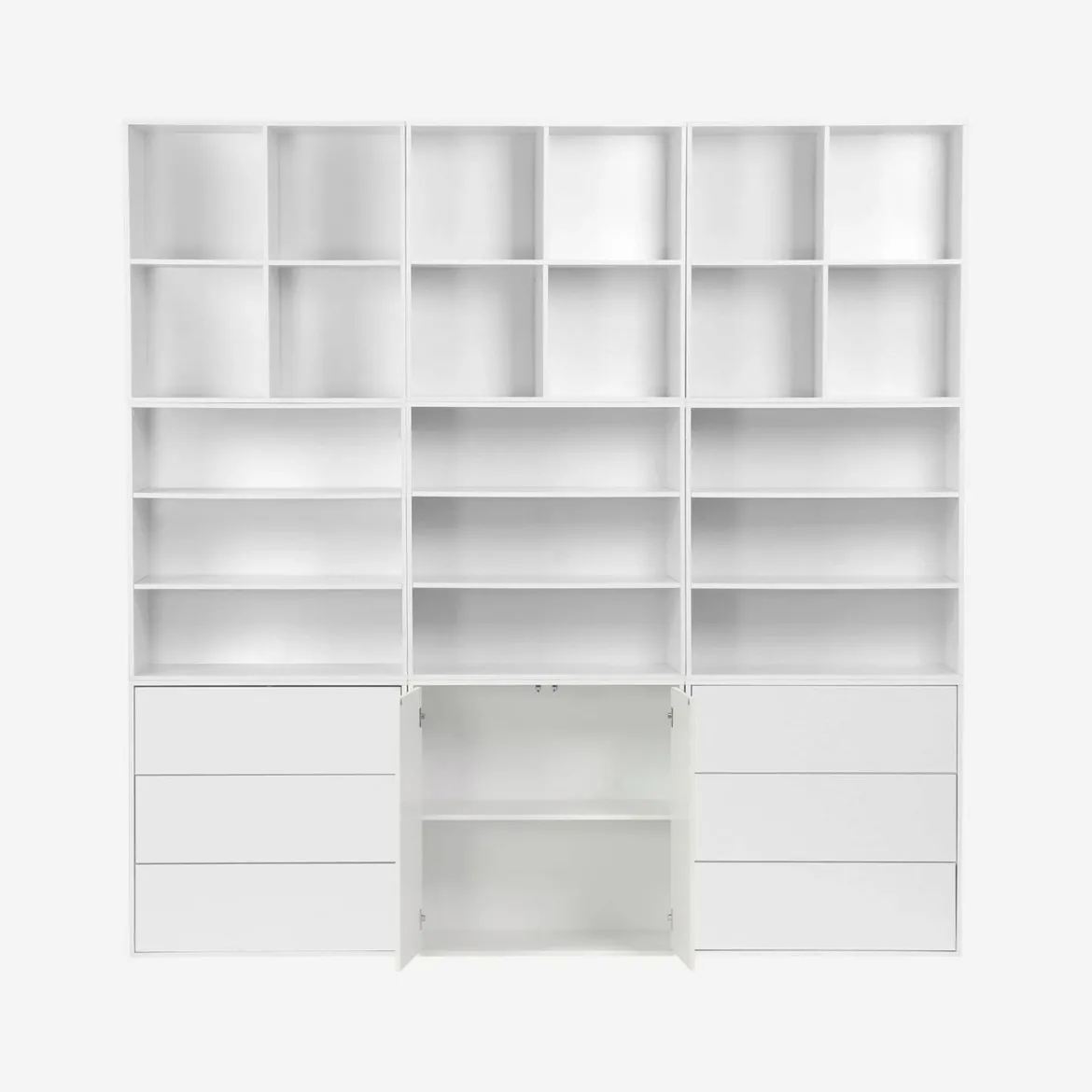 Libreria modulare decorativa in legno con 9 elementi