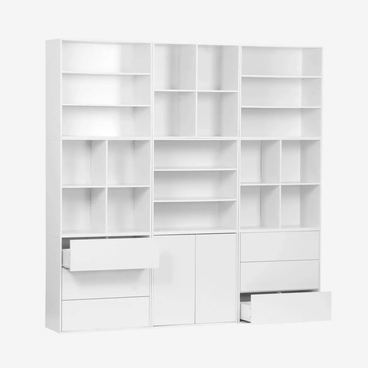 Libreria modulare decorativa in legno con 9 elementi