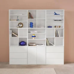 Libreria modulare decorativa in legno con 9 elementi
