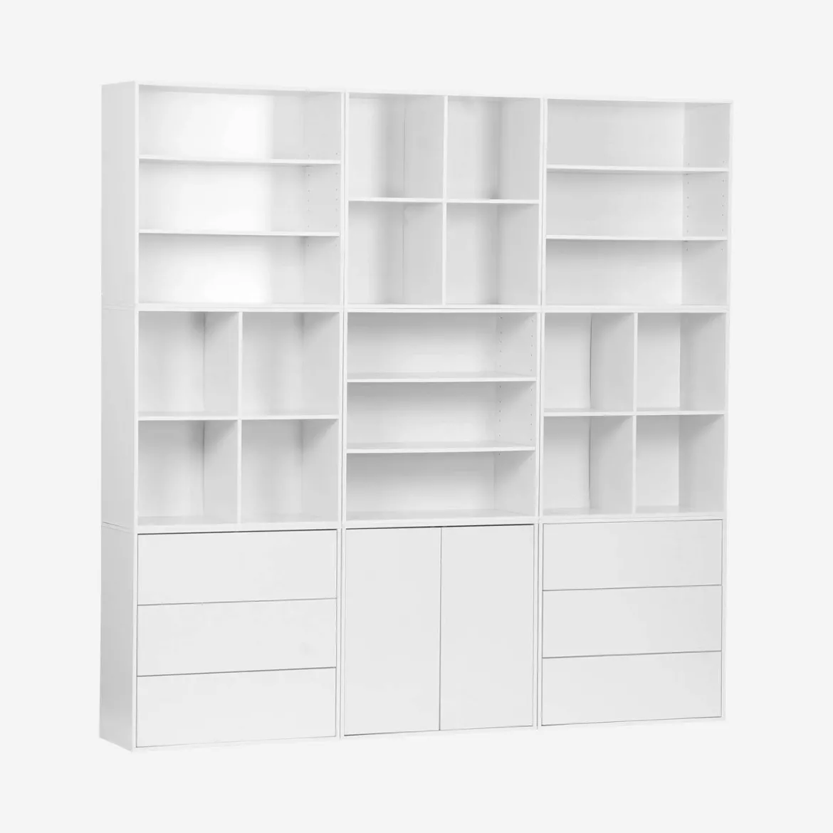 Libreria modulare decorativa in legno con 9 elementi