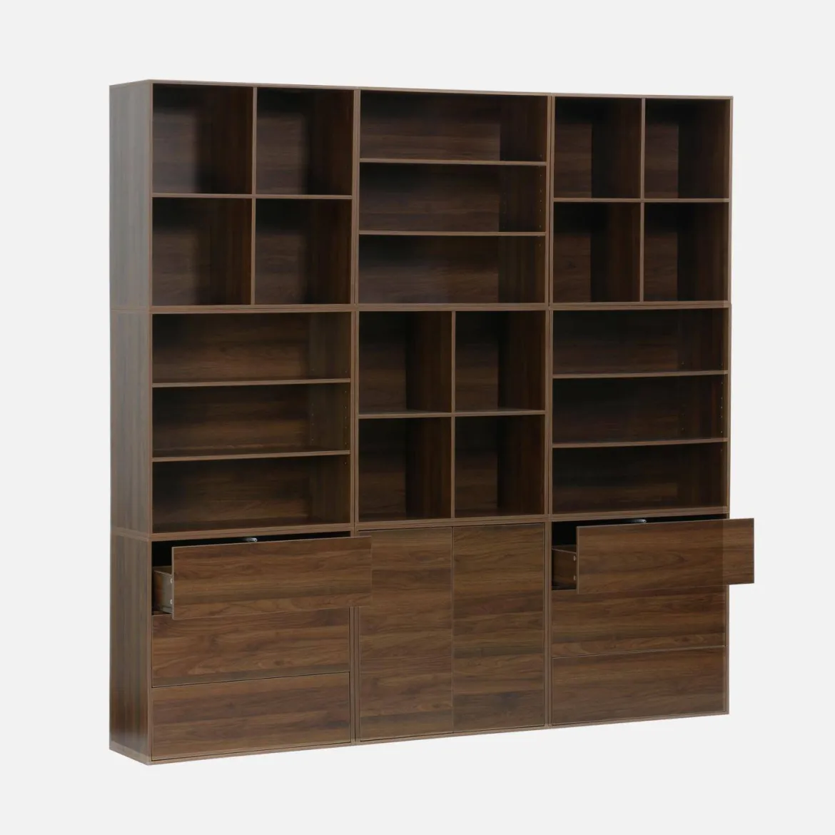 Libreria modulare decorativa in legno con 9 elementi