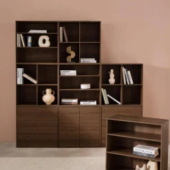 Libreria modulare decorativa in legno con 9 elementi