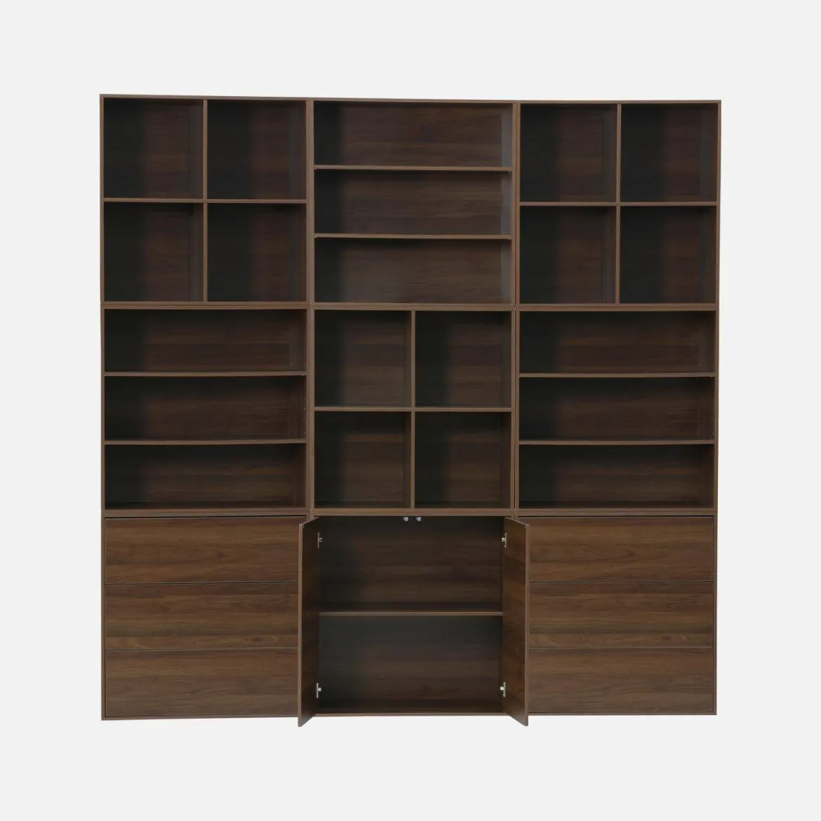 Libreria modulare decorativa in legno con 9 elementi