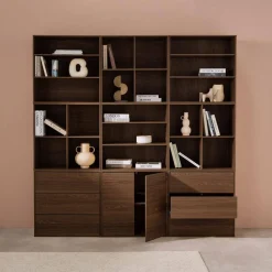 Libreria modulare decorativa in legno con 9 elementi