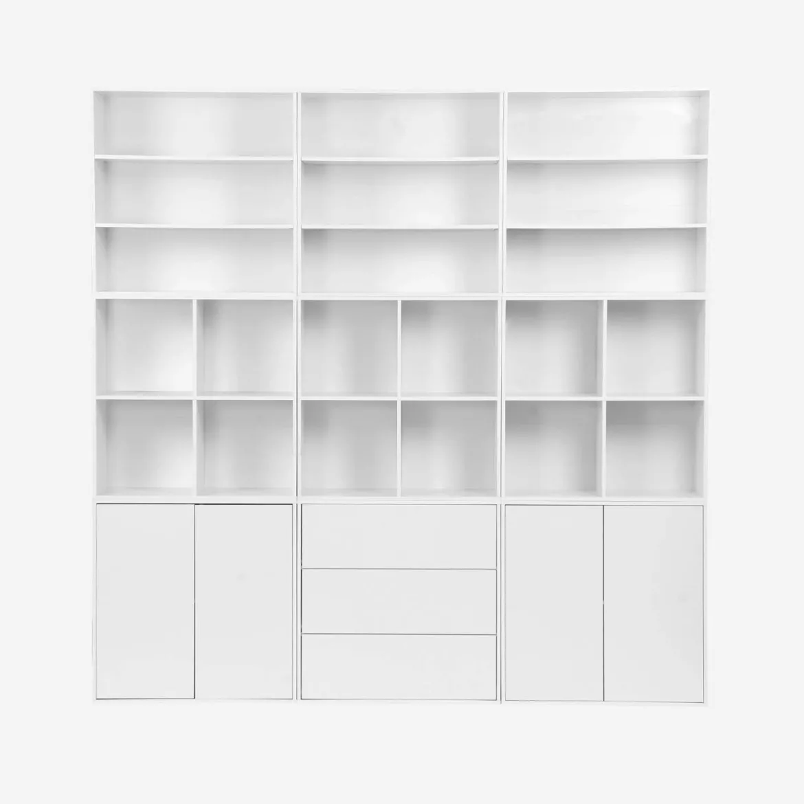 Libreria modulare in legno a 2 ripiani, 4 vani