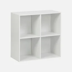Libreria modulare in legno a 2 ripiani, 4 vani