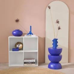 Libreria modulare in legno a 2 ripiani, 4 vani