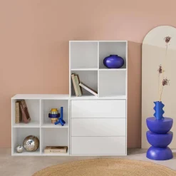 Libreria modulare in legno, 3 cassetti 8 vani
