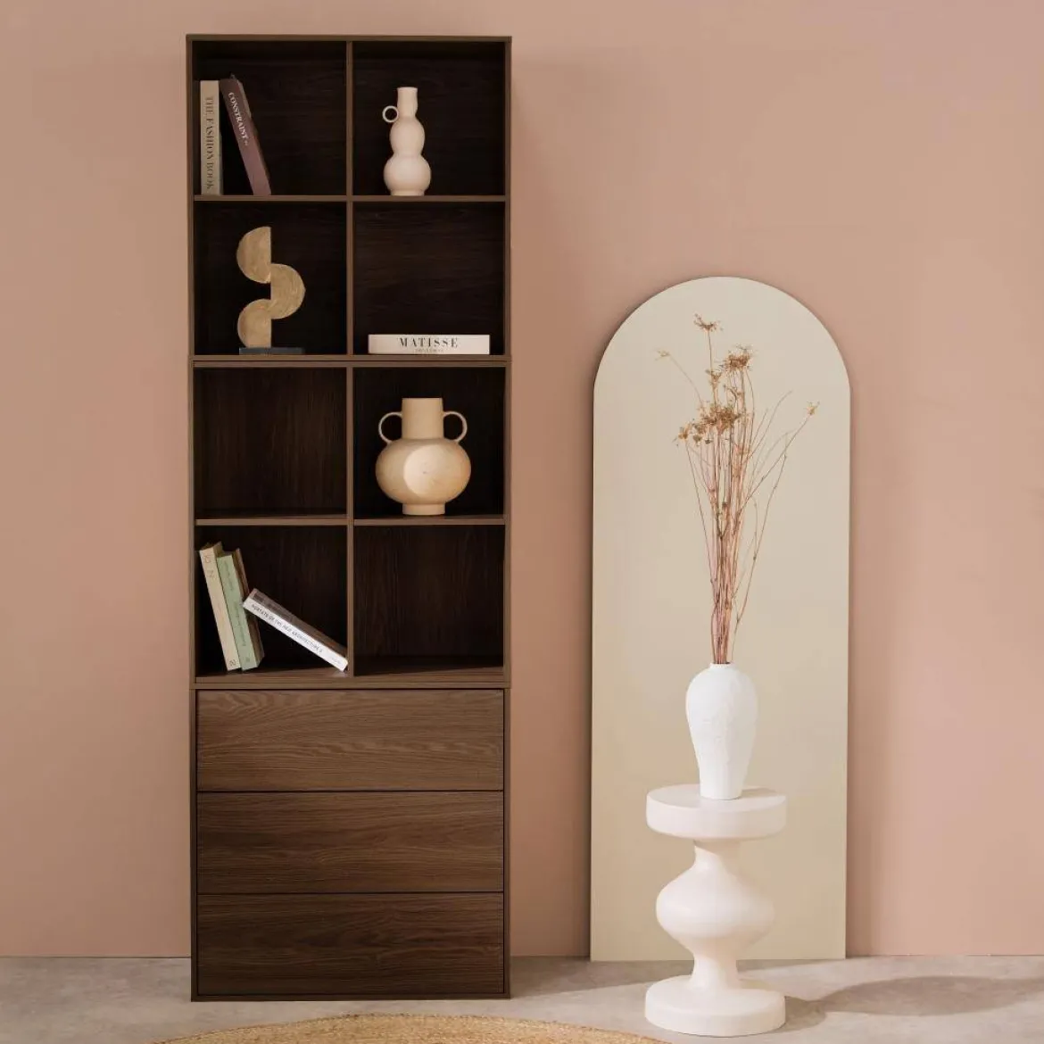 Libreria modulare in legno, 3 cassetti 8 vani