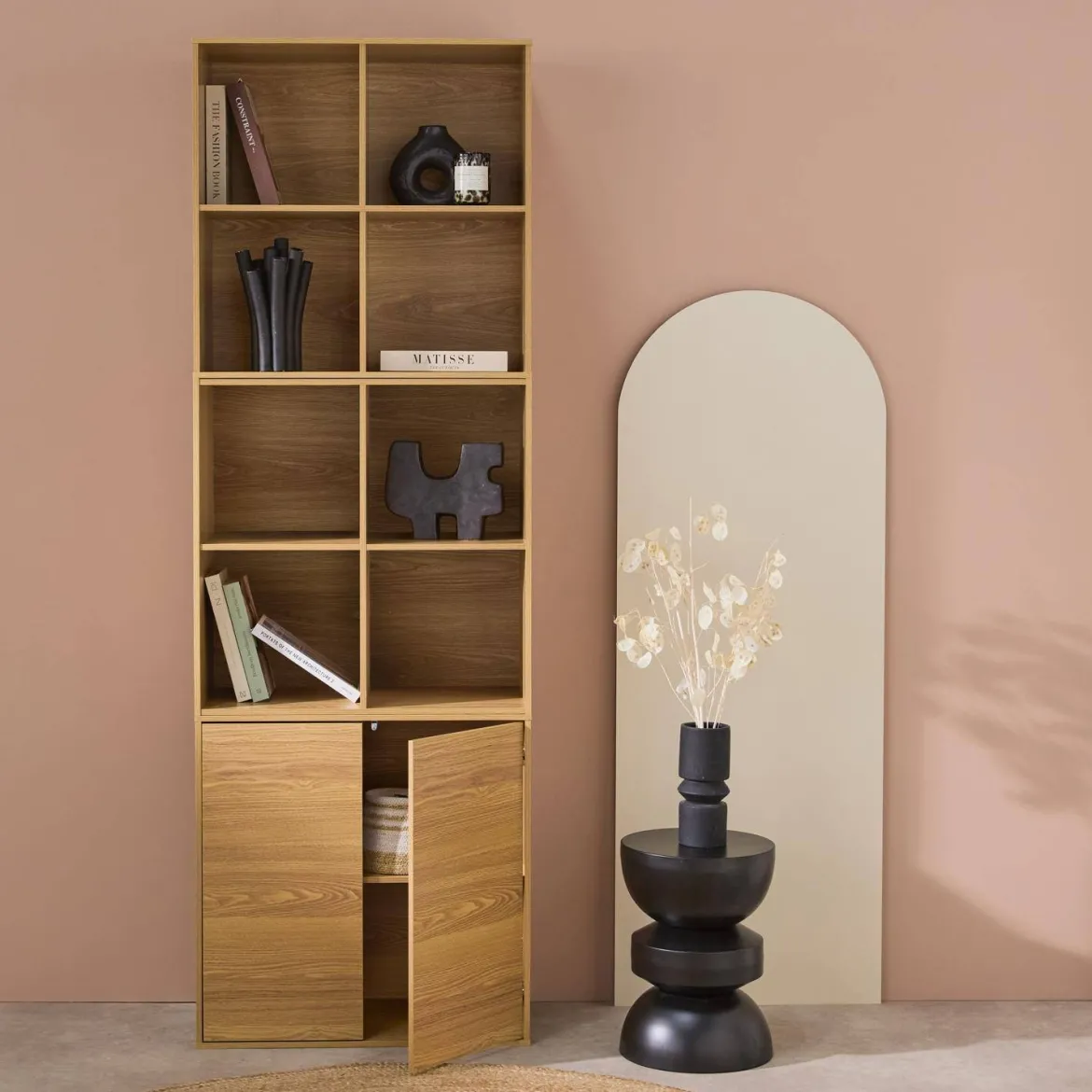 Libreria modulare in legno 3 elementi, 2 ante 8 vani