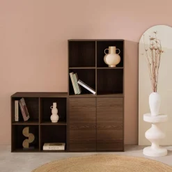 Libreria modulare in legno 3 elementi, 2 ante 8 vani