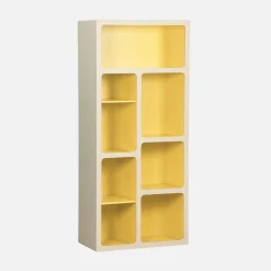 Libreria organica in legno bicolore con 8 scomparti
