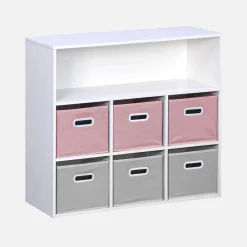 Libreria per bambini con 6 cestini in velluto