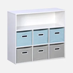 Libreria per bambini con 6 cestini in velluto