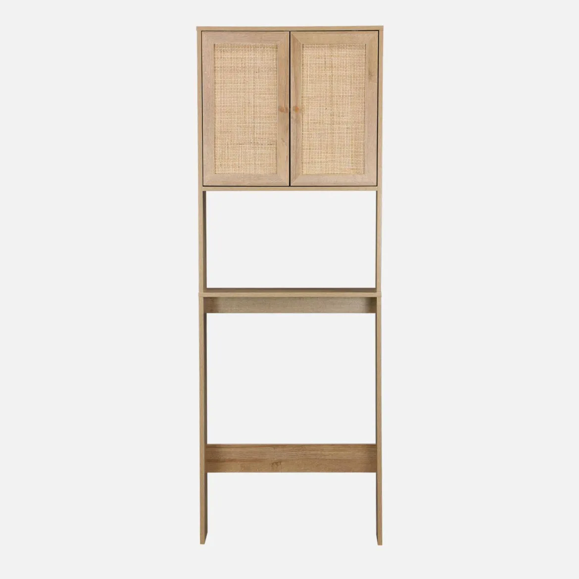 Mensola mobile WC decorato in legno e canna