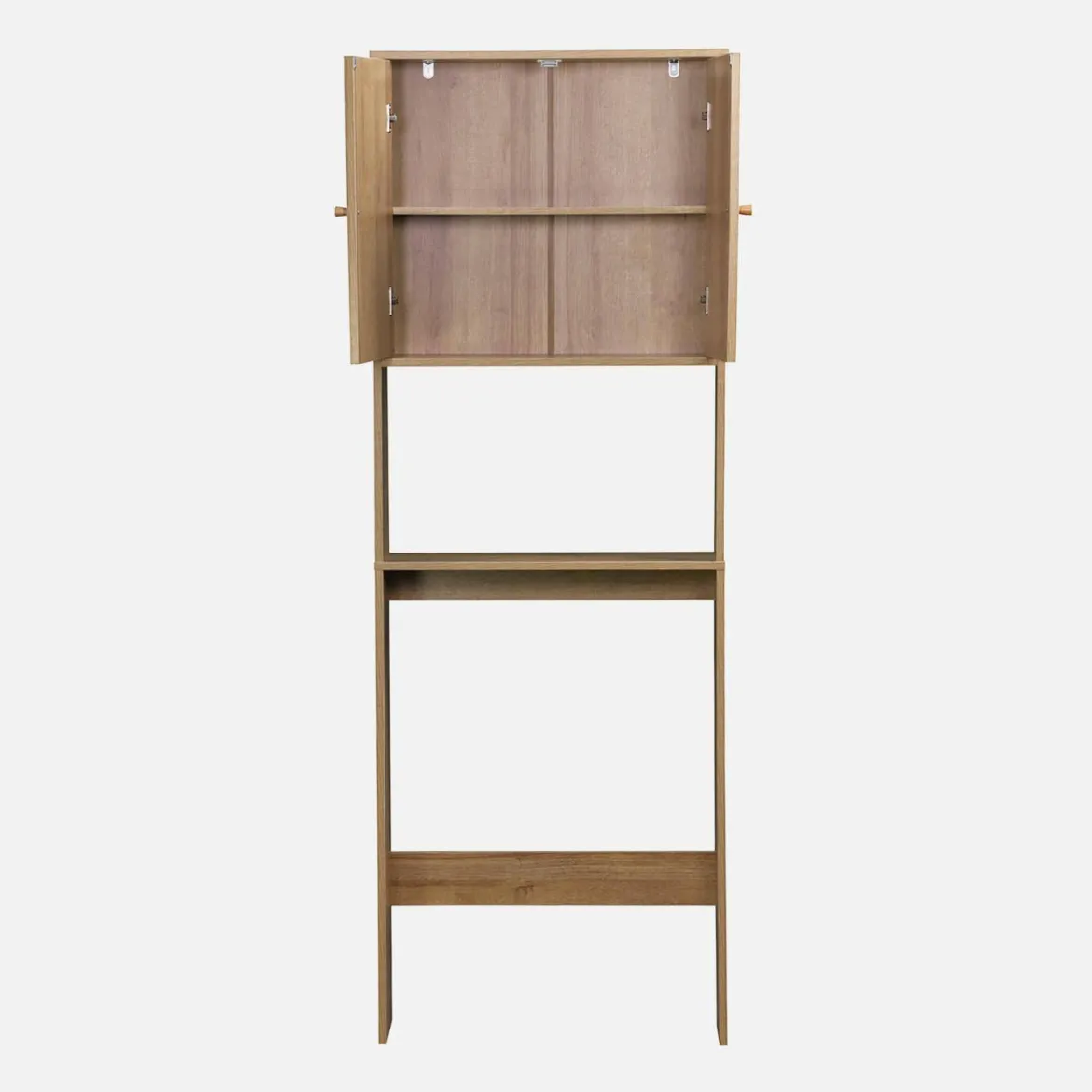 Mensola mobile WC decorato in legno e canna