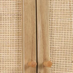 Mensola mobile WC decorato in legno e canna