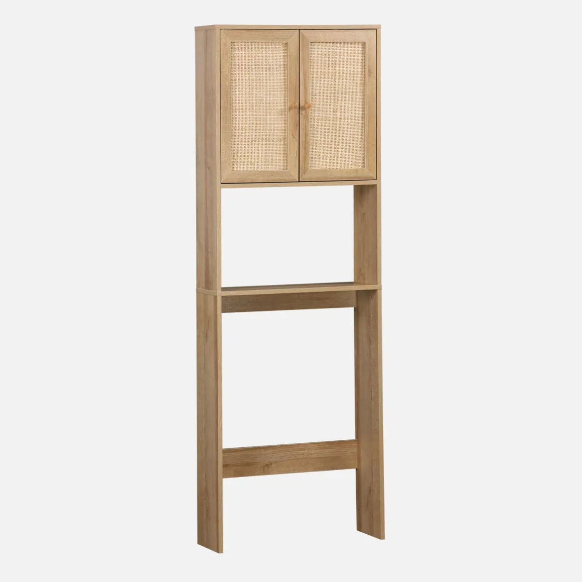 Mensola mobile WC decorato in legno e canna