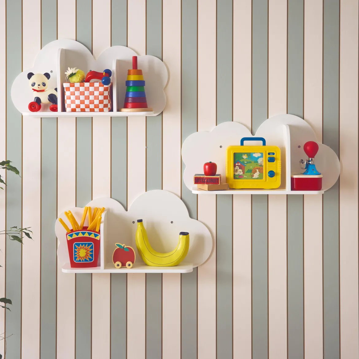 Mensole da parete nuvole per la cameretta dei bambini, set di 3