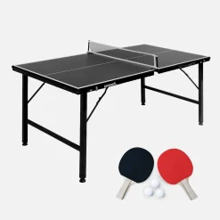 Mini tavolo da ping pong pieghevole per interni con 2 racchette e 3 palline, 150cm
