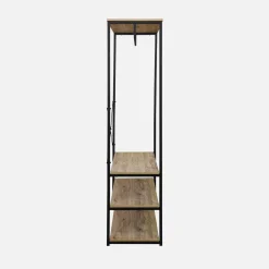 Mobile d'ingresso in metallo e legno con barra di sospensione, 3 livelli