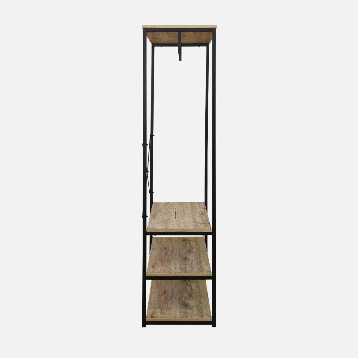 Mobile d'ingresso in metallo e legno con barra di sospensione, 3 livelli
