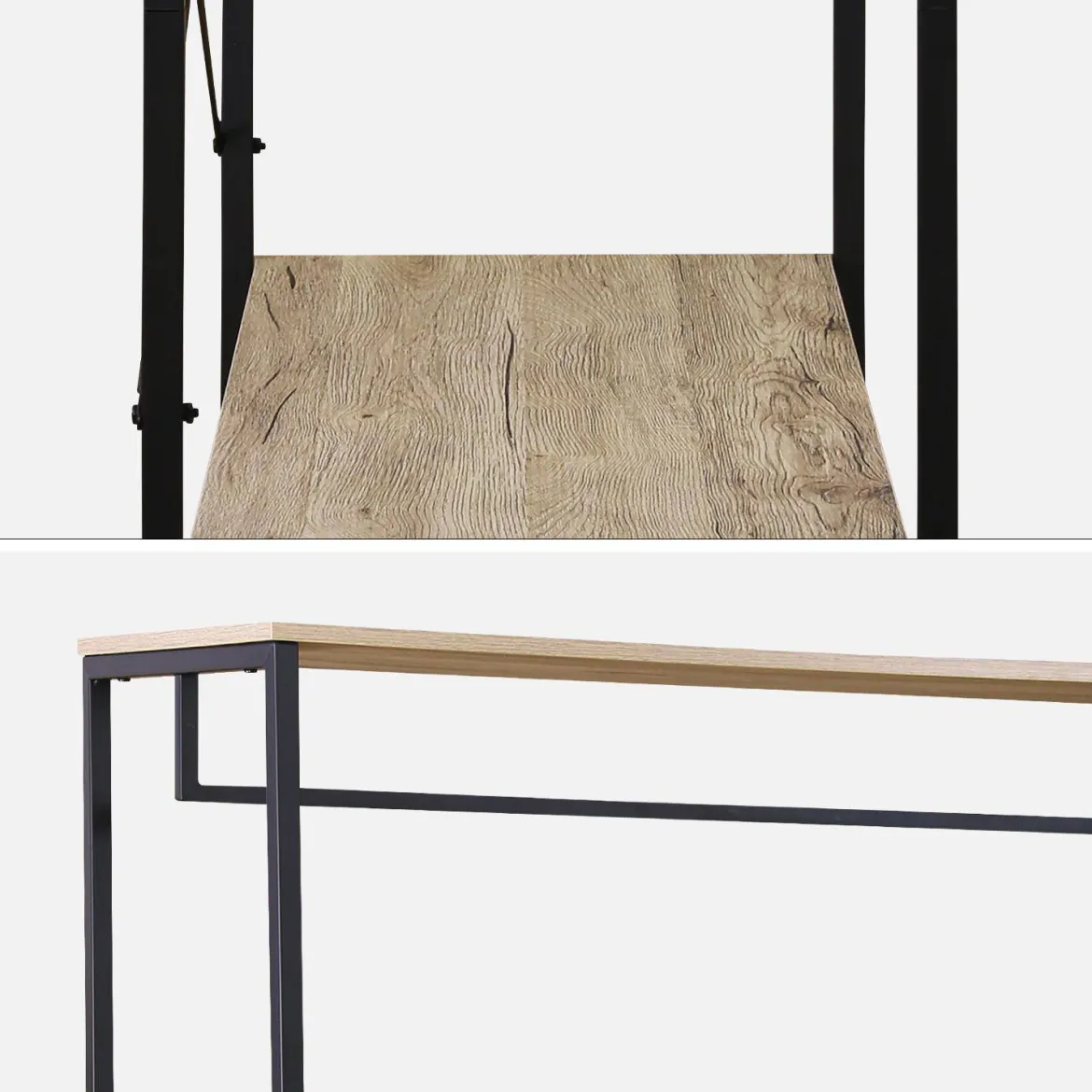 Mobile d'ingresso in metallo e legno con barra di sospensione, 3 livelli