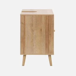 Mobile sotto lavabo decorato in legno e vimini