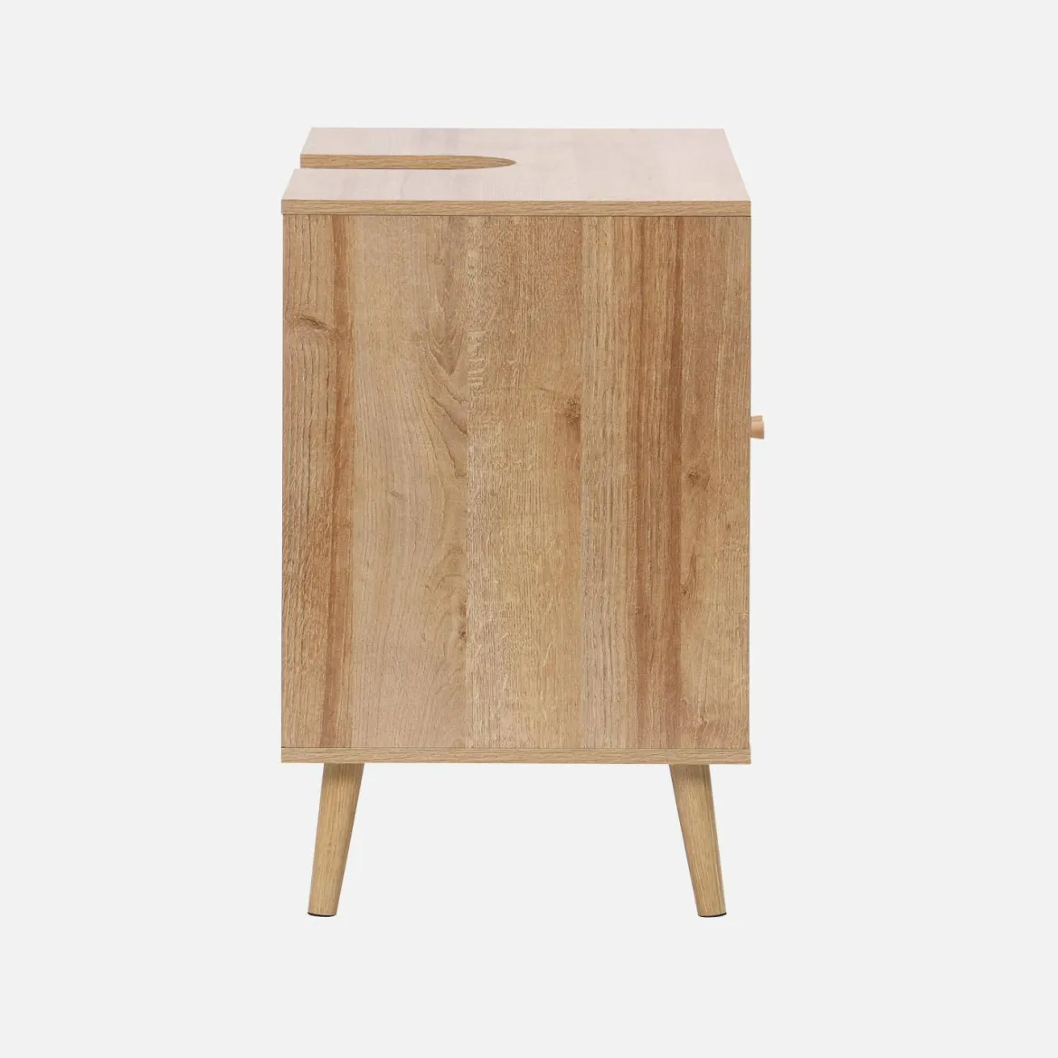 Mobile sotto lavabo decorato in legno e vimini