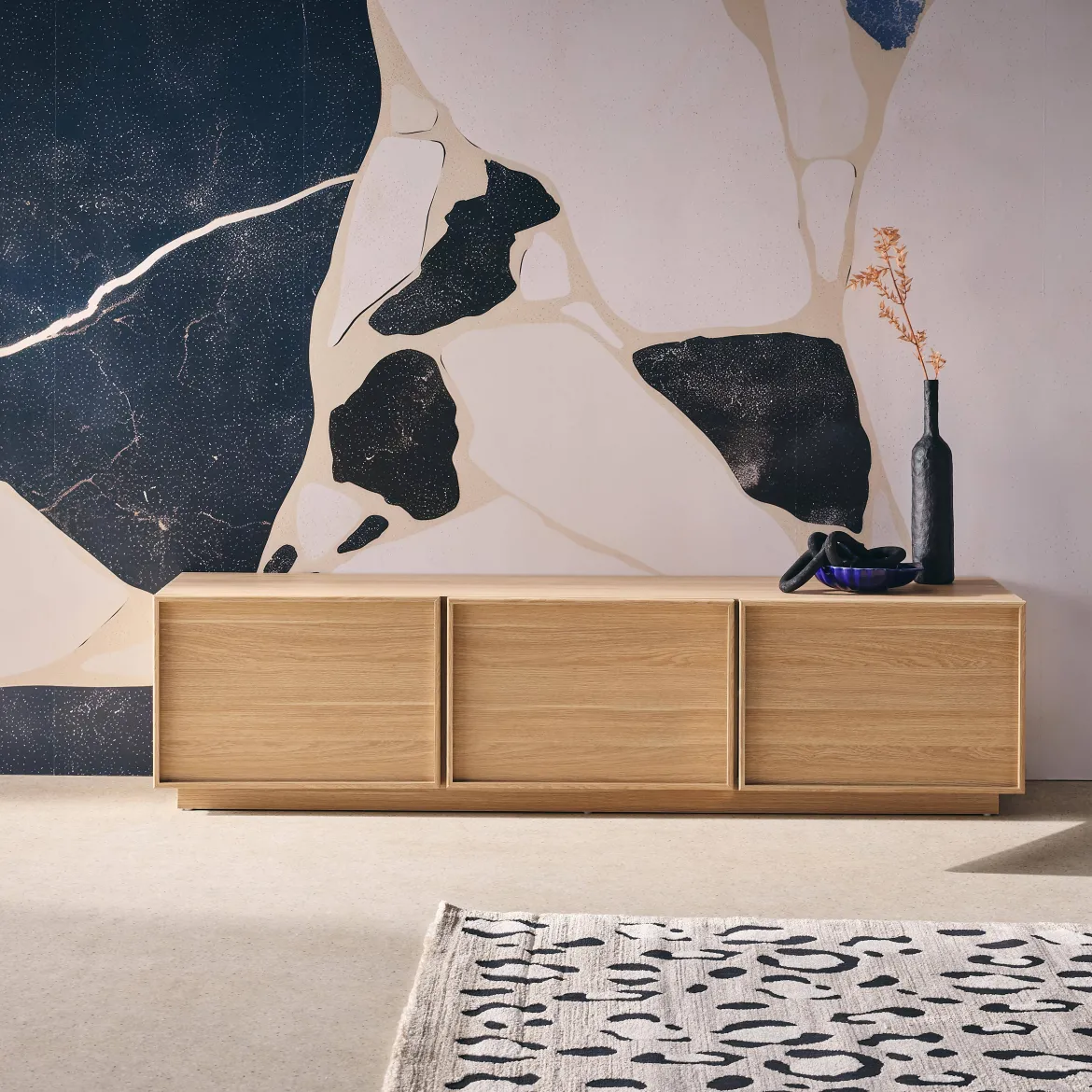 Mobile TV decorazione legno 3 ante 140cm