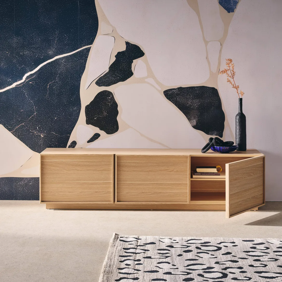 Mobile TV decorazione legno 3 ante 140cm