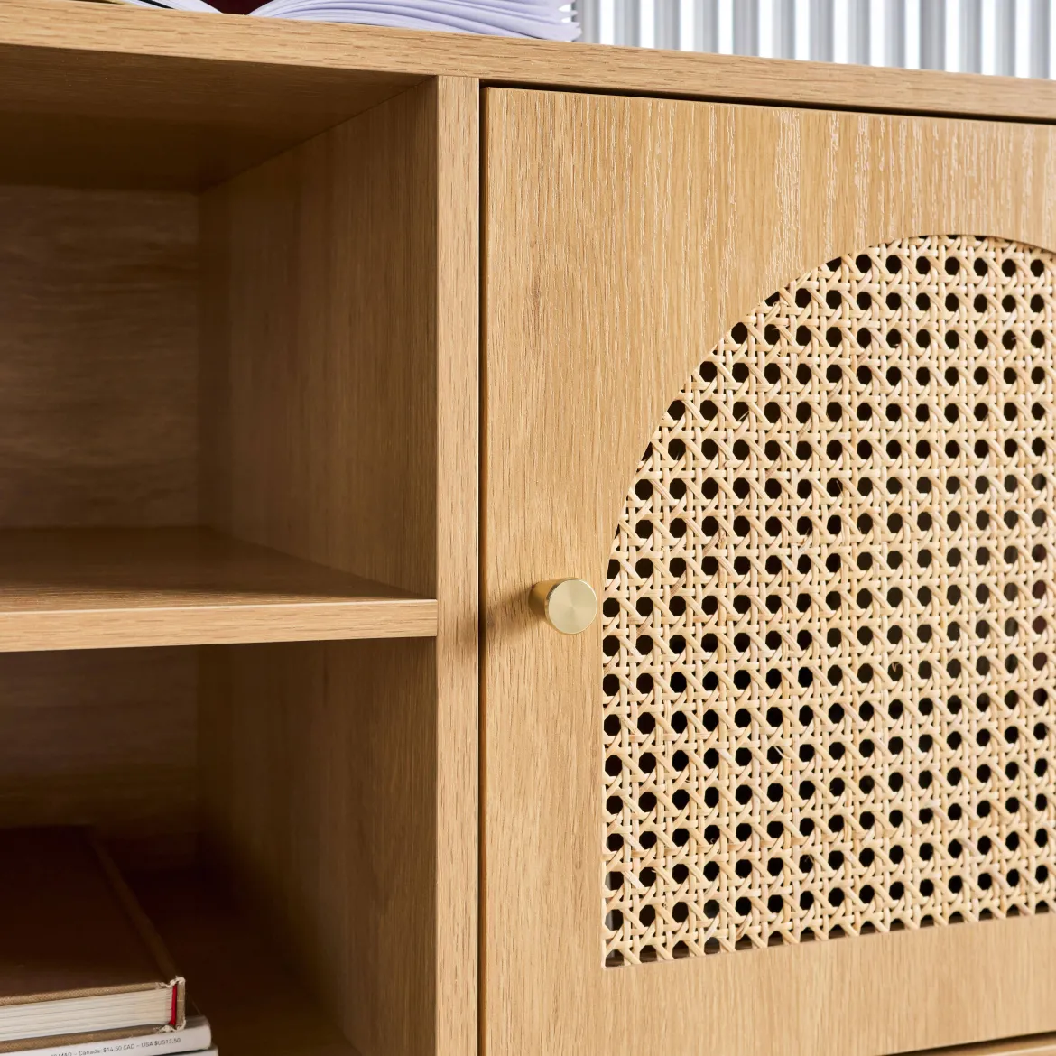 Mobile TV decorazione legno e canna 2 ante 140cm