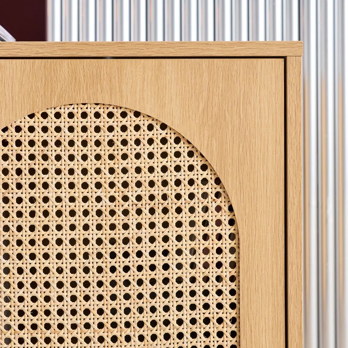 Mobile TV decorazione legno e canna 2 ante 140cm