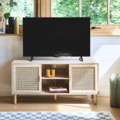 Mobile TV effetto canna e legno, 120cm