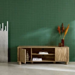 Mobile TV esotico effetto legno di mango 2 ante reversibili, 155cm