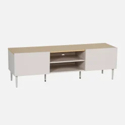 Mobile TV in metallo e decorazione in legno 2 ante, 140cm