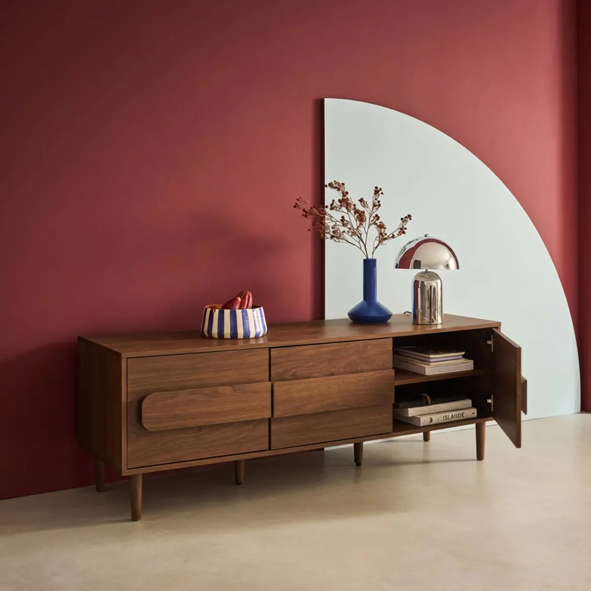 Mobile TV vintage effetto legno 3 ante 150cm
