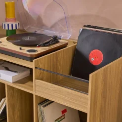 Mobile vinile XL vintage decorativo in legno, 130cm